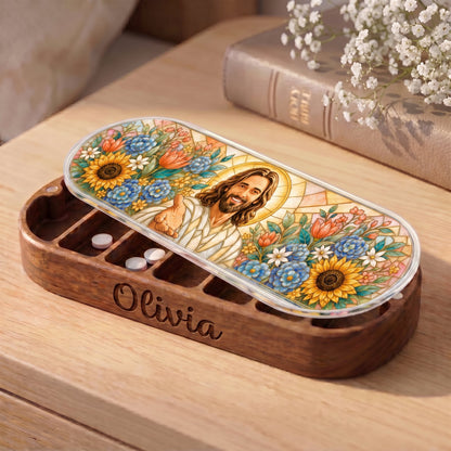 Welcoming Jesus Floral Garden Personalized Pill Case product image 2