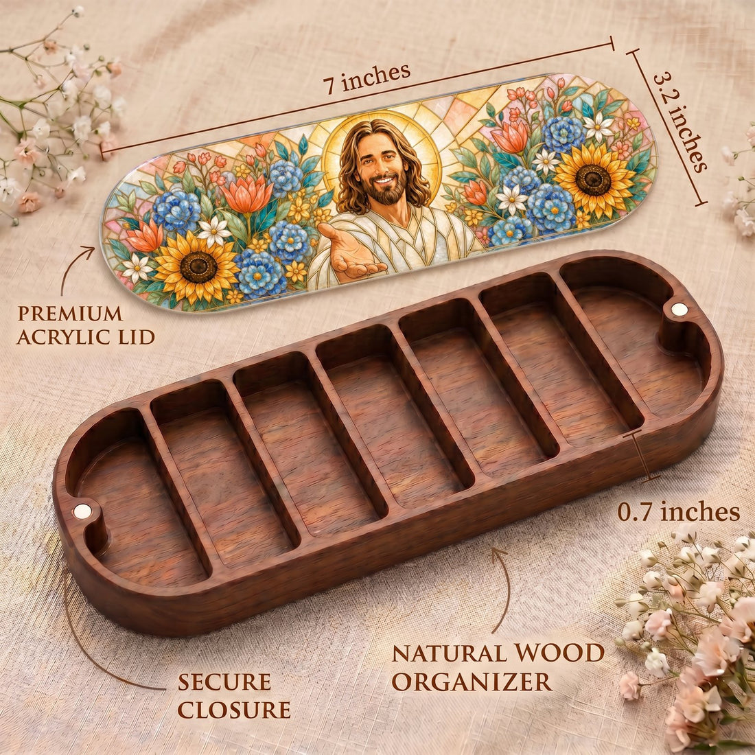 Welcoming Jesus Floral Garden Personalized Pill Case product image 3