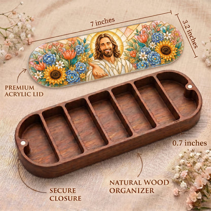 Welcoming Jesus Floral Garden Personalized Pill Case product image 3