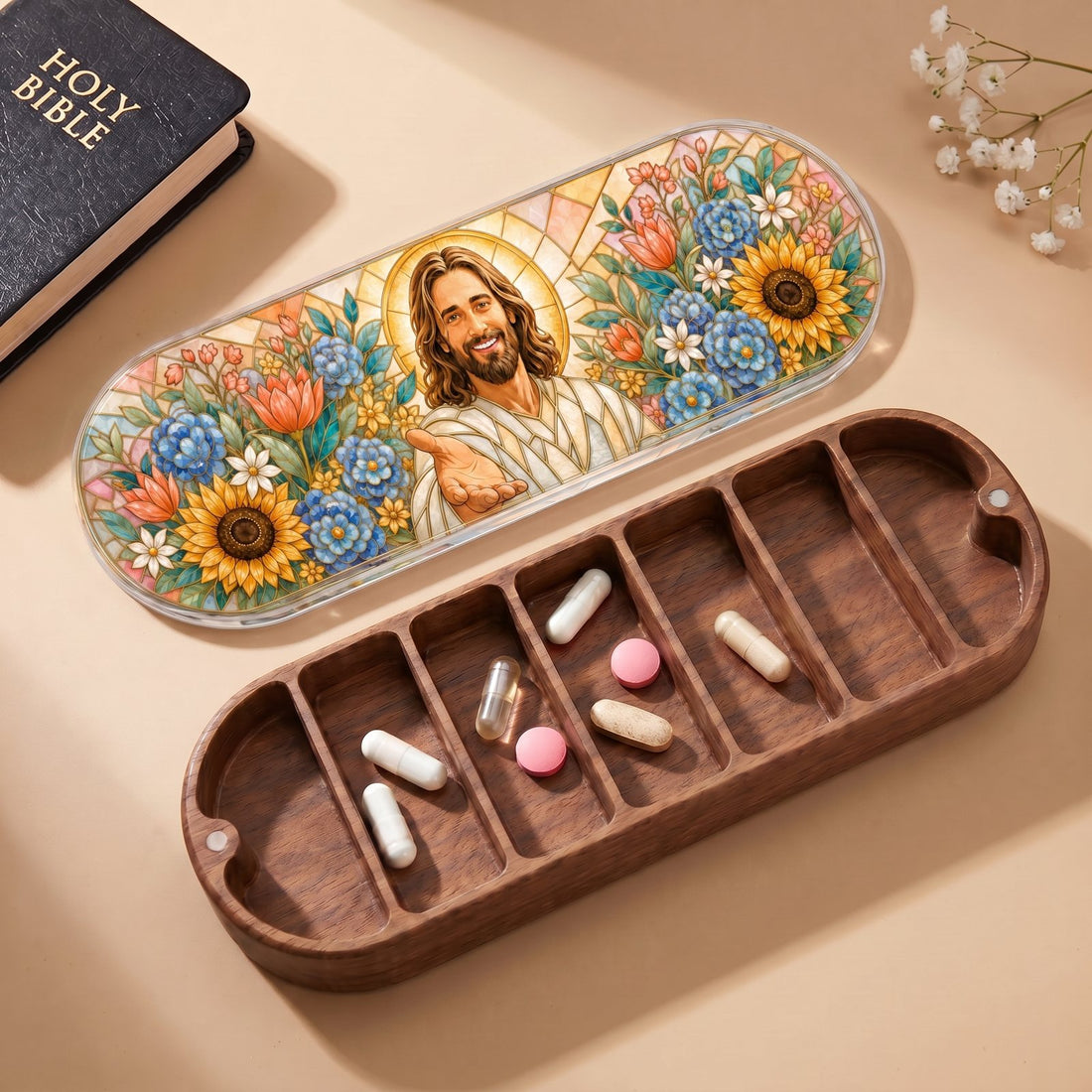 Welcoming Jesus Floral Garden Personalized Pill Case product image 4