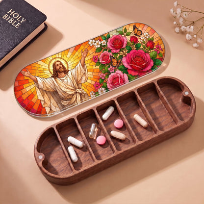Welcoming Jesus Roses and Butterflies Personalized Pill Case product image 2