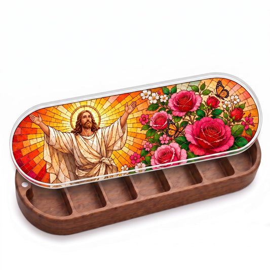 Welcoming Jesus Roses and Butterflies Personalized Pill Case product image 3