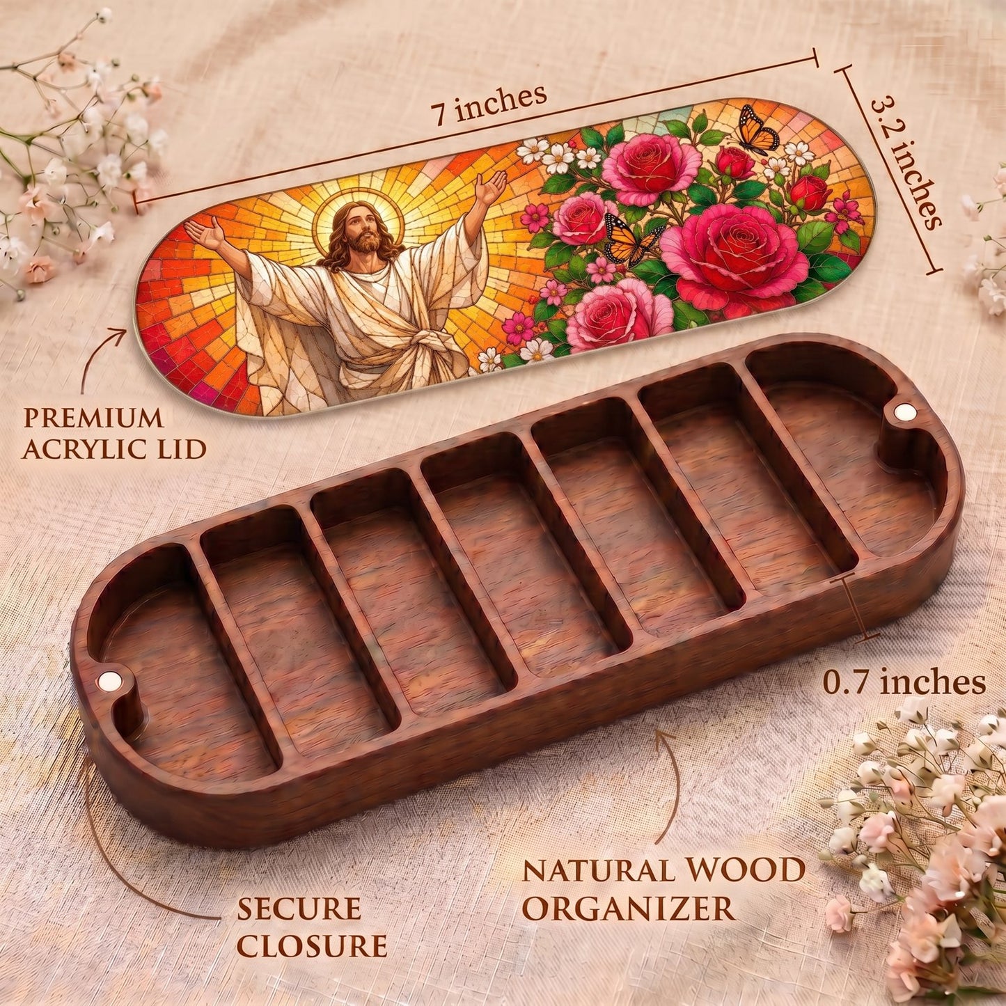 Welcoming Jesus Roses and Butterflies Personalized Pill Case product image 4