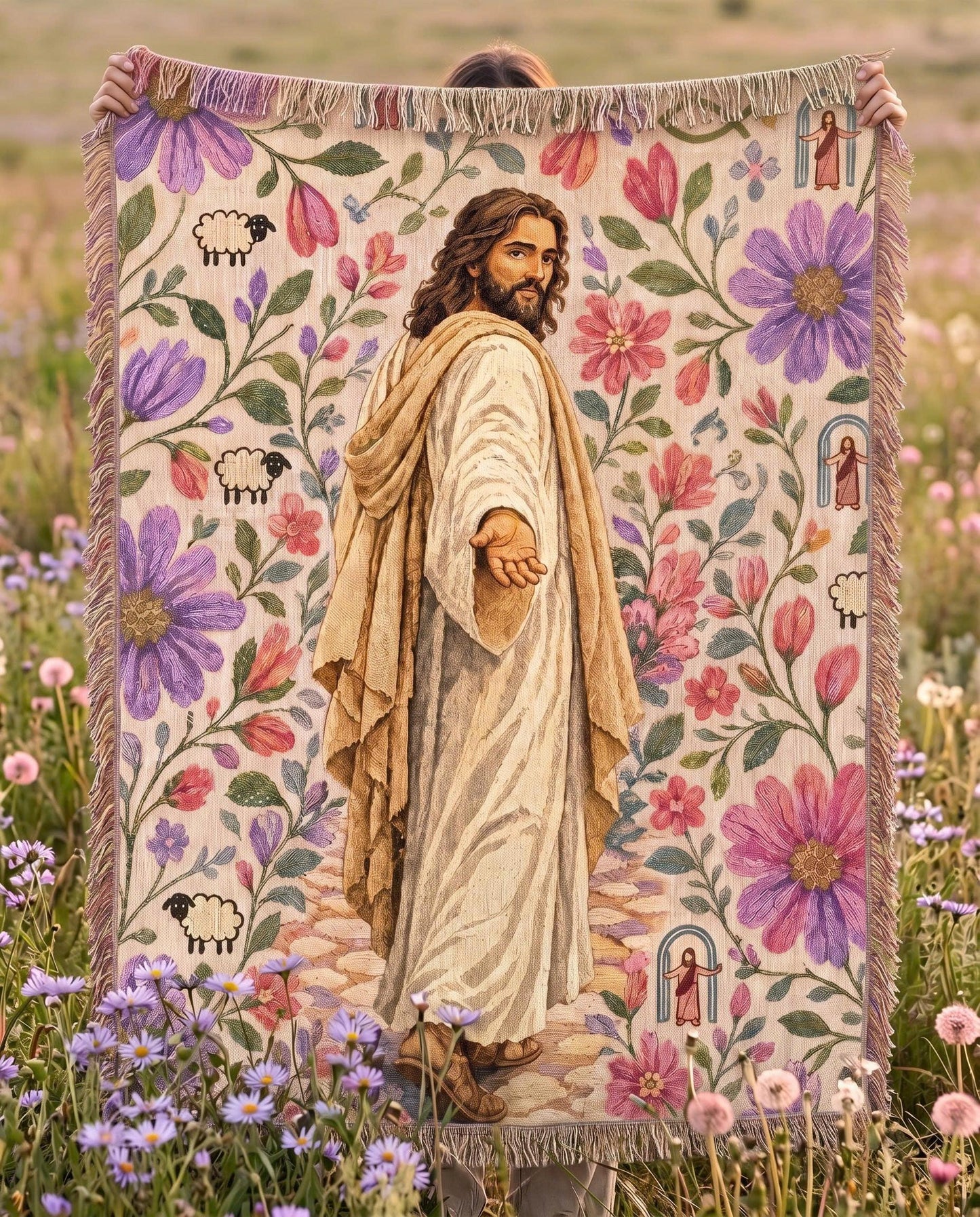 "Follow Me — Jesus Garden Path" Woven Blanket