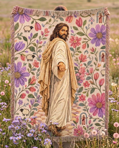 "Follow Me — Jesus Garden Path" Woven Blanket
