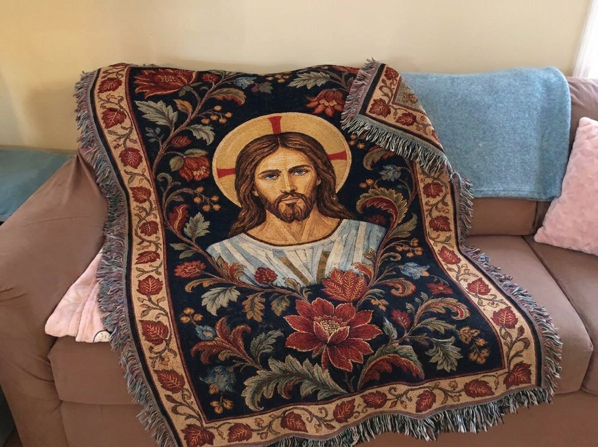 FaithShine woven blanket customer photo — Soft enough for daily use