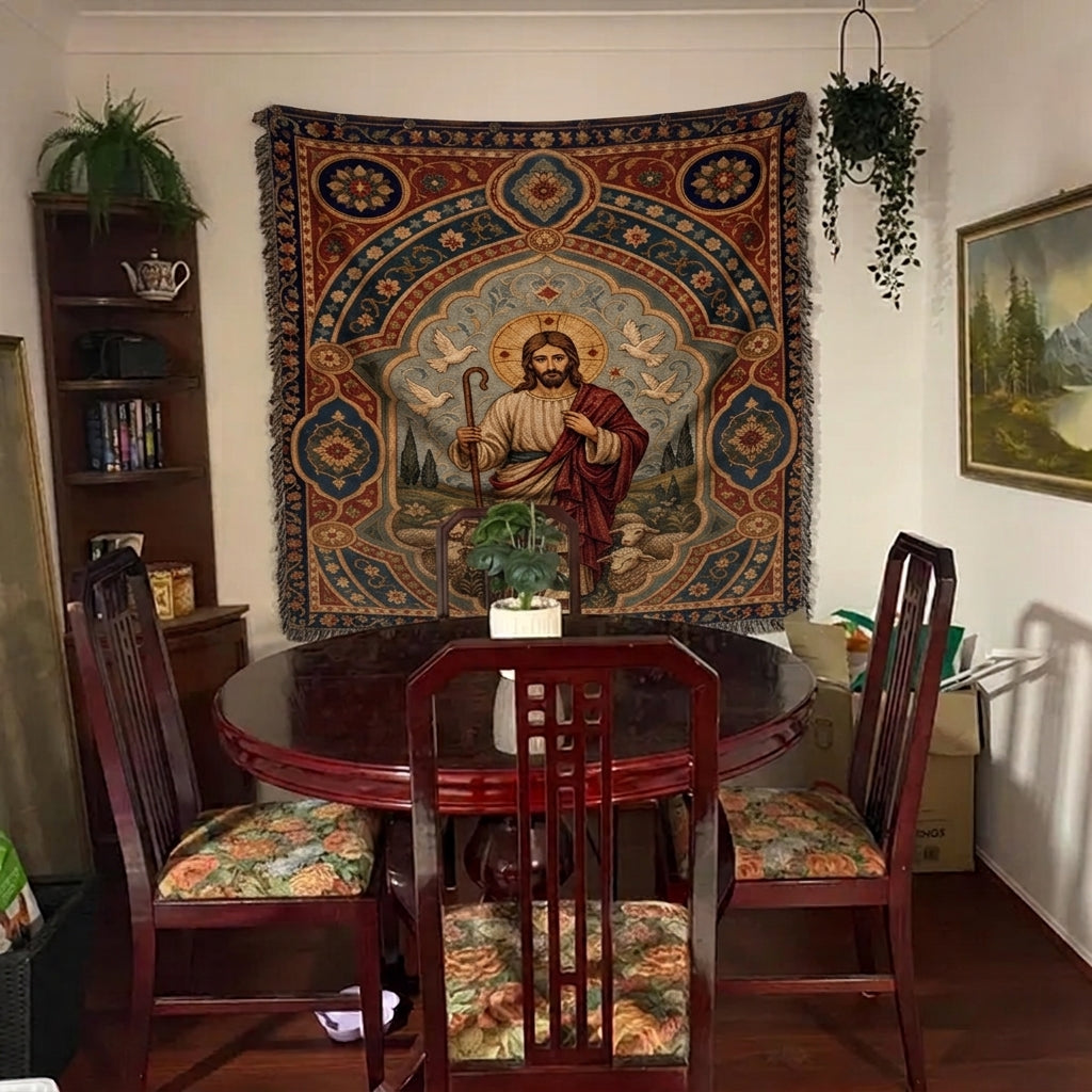 FaithShine woven blanket customer photo — Beautiful fringe detail